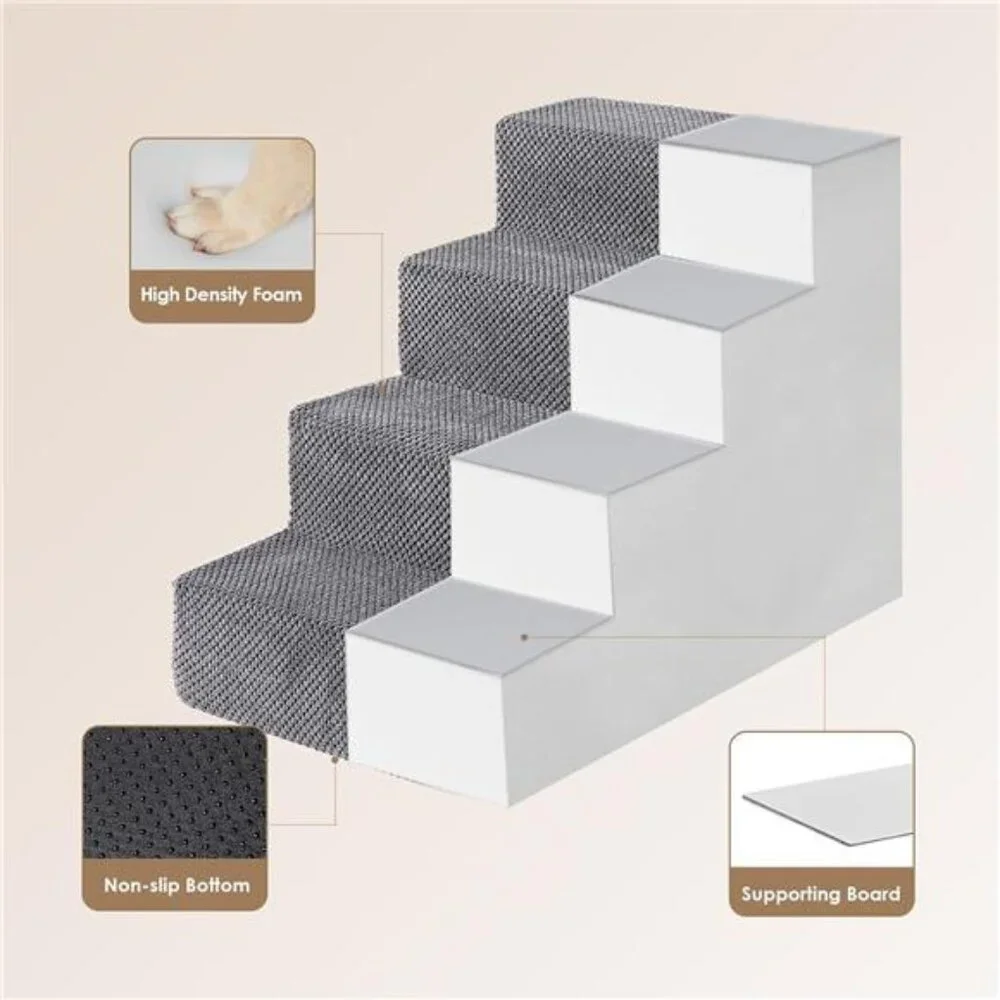 Dog Stairs for Bed 18”H, 4-Step Dog Steps for High Bed, Pet Steps for Small Dogs